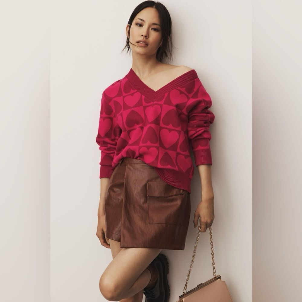 NEW WITH TAGS English Factory Checkered Heart Sweater Anthropologie